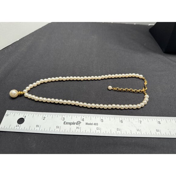 Vintage Napier Faux Pearl 16” Necklace With Gold-Tone Pendant & Hook Clasp - Picture 2 of 6